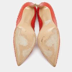 Pre Owned Gianvito Rossi Orange Python Leather Pointed Toe Pumps Size 41