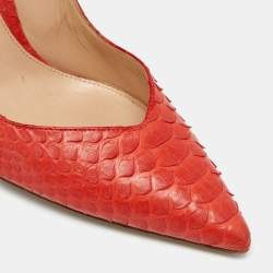 Pre Owned Gianvito Rossi Orange Python Leather Pointed Toe Pumps Size 41