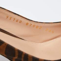 Pre Owned Gianvito Rossi Brown Zebra Print Suede Irene Ankle-Tie Pumps Size 38.5