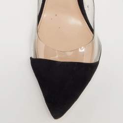 Pre Owned Gianvito Rossi Black Suede and PVC Plexi Pumps Size 38.5