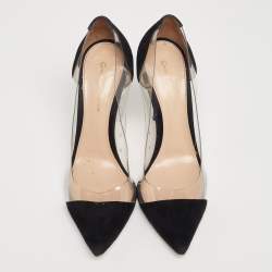Pre Owned Gianvito Rossi Black Suede and PVC Plexi Pumps Size 38.5
