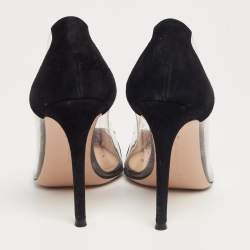 Pre Owned Gianvito Rossi Black Suede and PVC Plexi Pumps Size 38.5