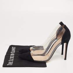 Pre Owned Gianvito Rossi Black Suede and PVC Plexi Pumps Size 38.5