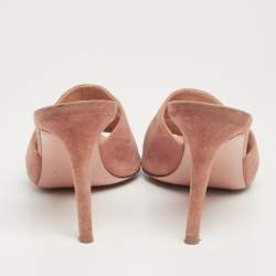 Pre Owned Gianvito Rossi Dusty Pink Suede Alisia Slide Sandals Size 38.5