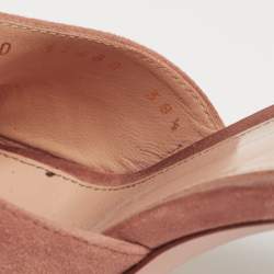 Pre Owned Gianvito Rossi Dusty Pink Suede Alisia Slide Sandals Size 38.5