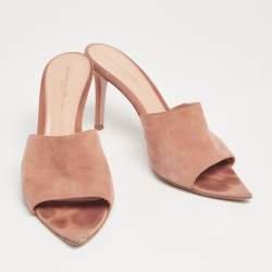 Pre Owned Gianvito Rossi Dusty Pink Suede Alisia Slide Sandals Size 38.5