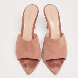 Pre Owned Gianvito Rossi Dusty Pink Suede Alisia Slide Sandals Size 38.5