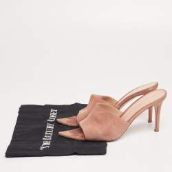 Pre Owned Gianvito Rossi Dusty Pink Suede Alisia Slide Sandals Size 38.5