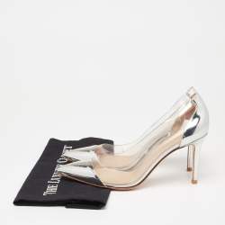 Pre Owned Gianvito Rossi Silver Leather and PVC Plexi Pumps Size 38