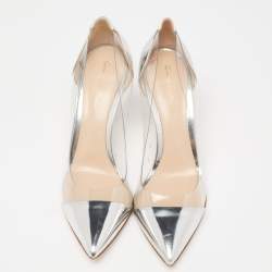 Pre Owned Gianvito Rossi Silver Leather and PVC Plexi Pumps Size 38