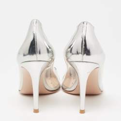 Pre Owned Gianvito Rossi Silver Leather and PVC Plexi Pumps Size 38