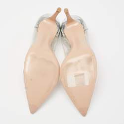 Pre Owned Gianvito Rossi Silver Leather and PVC Plexi Pumps Size 38