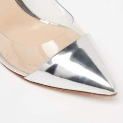 Pre Owned Gianvito Rossi Silver Leather and PVC Plexi Pumps Size 38