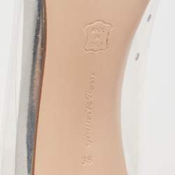 Pre Owned Gianvito Rossi Silver Leather and PVC Plexi Pumps Size 38