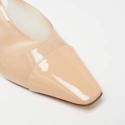 Pre Owned Gianvito Rossi Beige Patent Leather and PVC Slingback Pumps Size 40