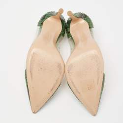Pre Owned Gianvito Rossi Green Python Leather And PVC Plexi Pumps Size 37.5