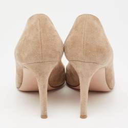 Pre Owned Gianvito Rossi Beige Suede Pointed-Toe Pumps Size 38