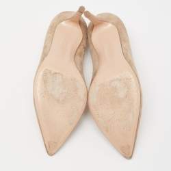 Pre Owned Gianvito Rossi Beige Suede Pointed-Toe Pumps Size 38