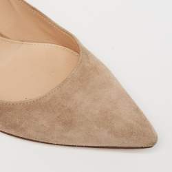 Pre Owned Gianvito Rossi Beige Suede Pointed-Toe Pumps Size 38