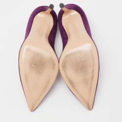 Pre Owned Gianvito Rossi Purple Suede Pointed-Toe Pumps Size 37.5