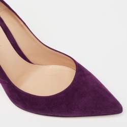 Pre Owned Gianvito Rossi Purple Suede Pointed-Toe Pumps Size 37.5