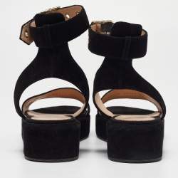 Gianvito Rossi Black Suede Ankle Strap Flats Size 37.5