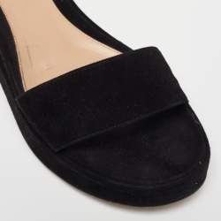 Gianvito Rossi Black Suede Ankle Strap Flats Size 37.5