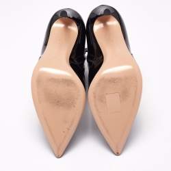 Pre Owned Gianvito Rossi Black Patent Leather Zipper Ankle Boots Size 36.5