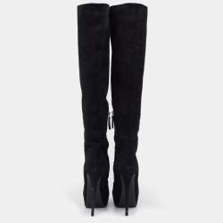 Pre Owned Gianvito Rossi Black Suede Over The Knee Boots Size 38