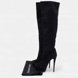 Pre Owned Gianvito Rossi Black Suede Over The Knee Boots Size 38