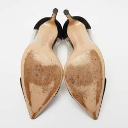 Pre Owned Gianvito Rossi Black Suede and PVC Plexi Pumps Size 37.5