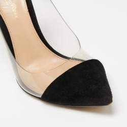 Pre Owned Gianvito Rossi Black Suede and PVC Plexi Pumps Size 37.5