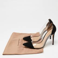 Pre Owned Gianvito Rossi Black Suede and PVC Plexi Pumps Size 37.5