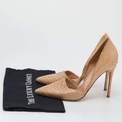 Pre Owned Gianvito Rossi Beige Python Leather Pointed Toe D'Orsay Pumps Size 39