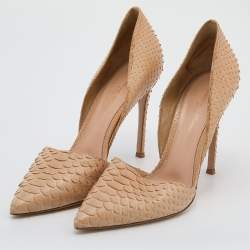 Pre Owned Gianvito Rossi Beige Python Leather Pointed Toe D'Orsay Pumps Size 39