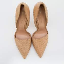 Pre Owned Gianvito Rossi Beige Python Leather Pointed Toe D'Orsay Pumps Size 39