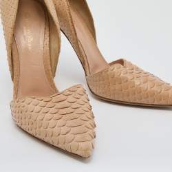 Pre Owned Gianvito Rossi Beige Python Leather Pointed Toe D'Orsay Pumps Size 39