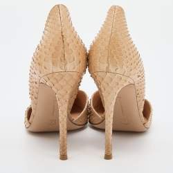 Pre Owned Gianvito Rossi Beige Python Leather Pointed Toe D'Orsay Pumps Size 39