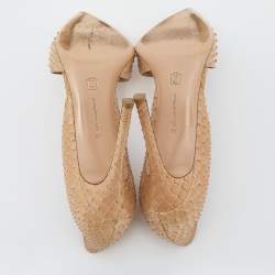 Pre Owned Gianvito Rossi Beige Python Leather Pointed Toe D'Orsay Pumps Size 39