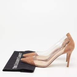 Pre Owned Gianvito Rossi Beige Suede and PVC Plexi Pumps Size 40