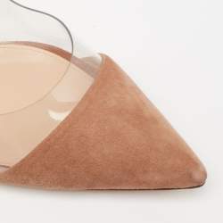 Pre Owned Gianvito Rossi Beige Suede and PVC Plexi Pumps Size 40