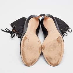 Pre Owned Gianvito Rossi Black Leather Open Toe Lace Up Ankle Boots Size 41