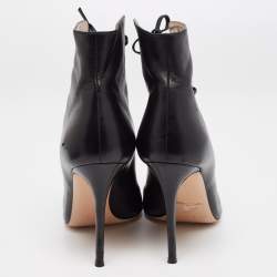 Pre Owned Gianvito Rossi Black Leather Open Toe Lace Up Ankle Boots Size 41