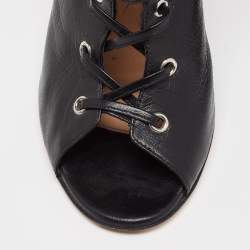 Pre Owned Gianvito Rossi Black Leather Open Toe Lace Up Ankle Boots Size 41