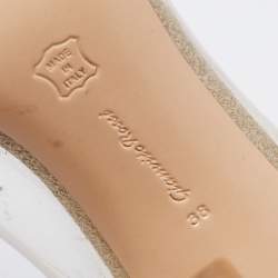 Pre Owned Gianvito Rossi Gold Glitter and PVC Plexi Pumps Size 38