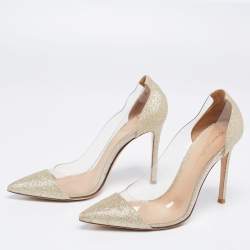 Gianvito Rossi Gold Glitter and PVC Plexi Pumps Size 38