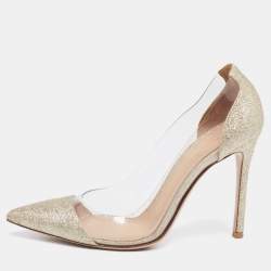Gianvito Rossi Gold Glitter and PVC Plexi Pumps Size 38