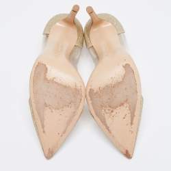 Pre Owned Gianvito Rossi Gold Glitter and PVC Plexi Pumps Size 38