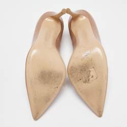 Pre Owned Gianvito Rossi Nude Leather Pointed Toe Pumps Size 39