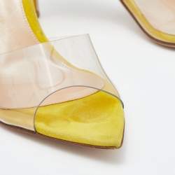Pre Owned Gianvito Rossi Clear/Yellow PVC And Suede Elle 105 Slide Sandals Size 37